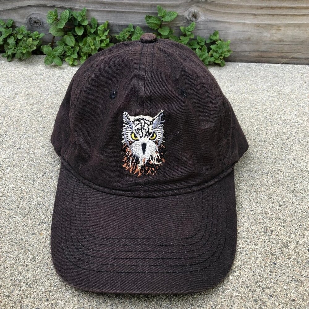 VTG QUEENSBORO Owl Baseball Dad Hat Men's One Size Black Adjustable Cotton Cap